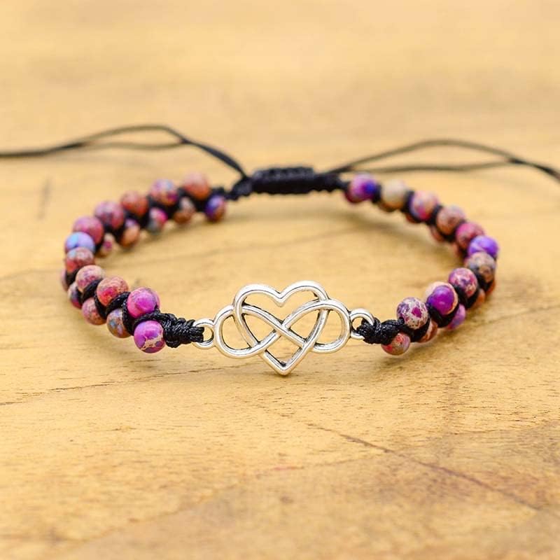 DivaGlamz To My Granddaughter-Infinity Forever Love Heart Bracelet, Natural Emperor Stone Double Layer Purple Beaded Woven Wrap Bracelets Adjustable Mind Peace Gift Jewelry - Image 4